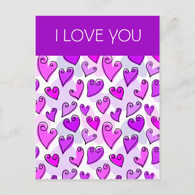 Cartes Pour Fêtes Annuelles Je T'Aime Fille Coeur Violet Romantique Valentines (Devant)