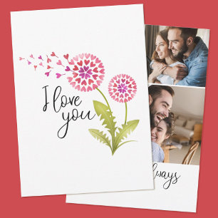 Cartes Pour Fêtes Annuelles Je t'aime Fleur de pissenlit Photo Saint-Valentin