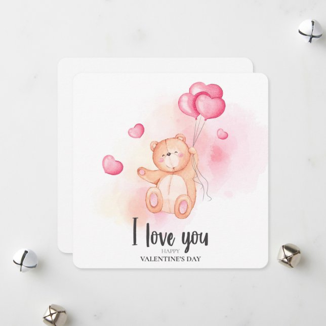 Cartes Pour Fêtes Annuelles Je T'Aime Joyeuse Saint Valentin (Devant/Arrière en situation)