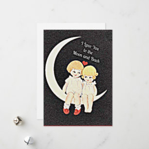 Cartes Pour Fêtes Annuelles Je t'aime jusqu'à la lune et retour