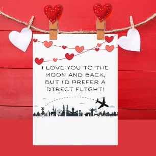 Cartes Pour Fêtes Annuelles Je t'aime jusqu'à la Lune Mais... Drôle de Saint-V