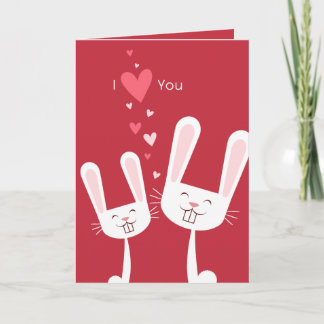 Cartes Pour Fêtes Annuelles Je t'aime Lapin lapins (rouge) Valentine