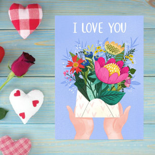 Cartes Pour Fêtes Annuelles Je t'aime l'Enveloppe Fleur Cute Valentine