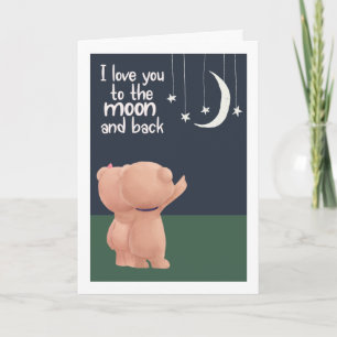 Cartes Pour Fêtes Annuelles Je t'aime Lune et les ours de derrière Valentines
