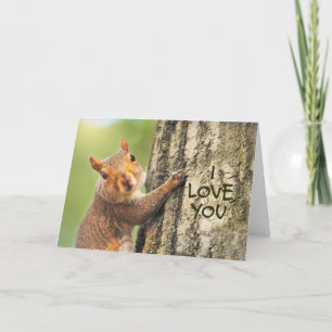 Cartes Pour Fêtes Annuelles Je t'aime mignon écureuil Escalade arbre photo