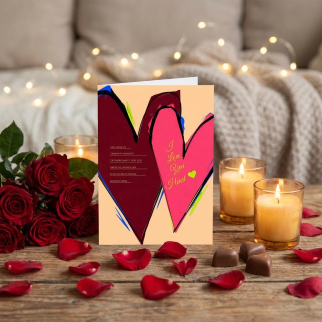 Cartes Pour Fêtes Annuelles Je t'aime mon cœur coup de pinceau abstrait (Créateur téléchargé)