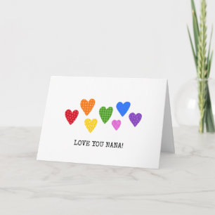 Cartes Pour Fêtes Annuelles Je t'aime Nana Cœurs Arc-en-ciel Joyuse Saint Vale