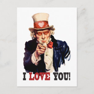 Cartes Pour Fêtes Annuelles Je t'aime - Oncle Sam Style Valentine