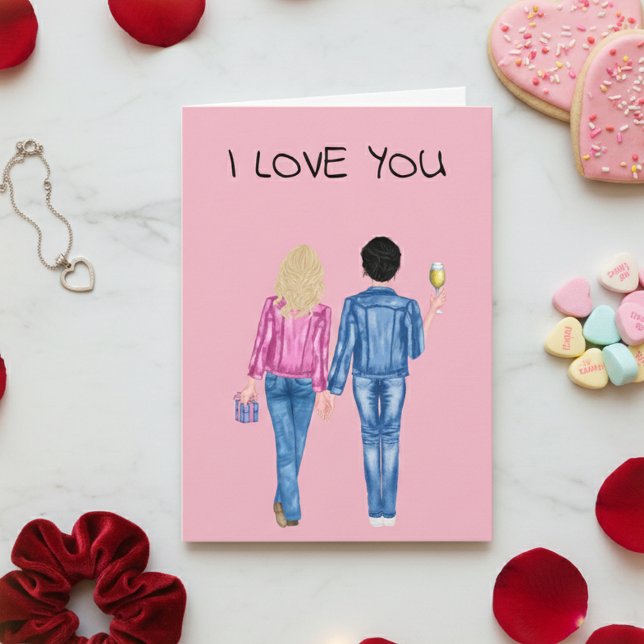 Cartes Pour Fêtes Annuelles Je t'aime petite amie Saint-Valentin aquarelle (Créateur téléchargé)