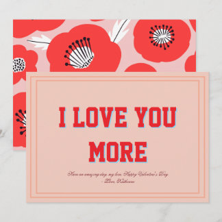 Cartes Pour Fêtes Annuelles Je t'aime plus Floral Saint-Valentin Design Plat