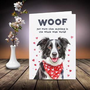 Cartes Pour Fêtes Annuelles Je t'aime plus que le Bandana à coeur Border Colli