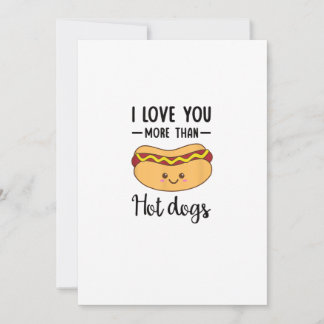Cartes Pour Fêtes Annuelles Je t'aime plus que les hot-dogs, jeu de mots drôle