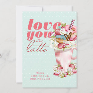 Cartes Pour Fêtes Annuelles Je t'aime un Latte Cute Sweet Treats Saint-Valenti