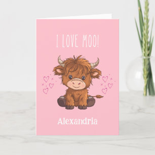 Cartes Pour Fêtes Annuelles Je t'aime Vache Highland Moo Saint-Valentin