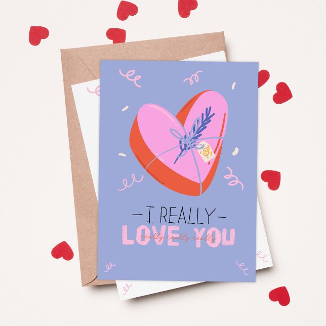 Cartes Pour Fêtes Annuelles Je T'Aime Vraiment Jour Des Valentines (Créateur téléchargé)