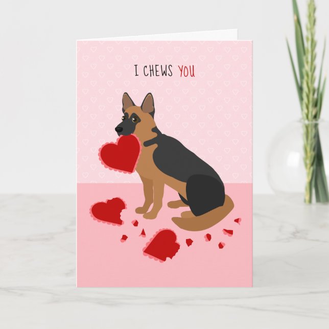 Cartes Pour Fêtes Annuelles Je te mâche berger allemand Saint-Valentin (Devant)