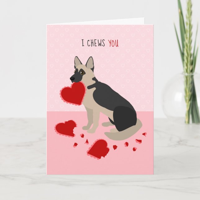 Cartes Pour Fêtes Annuelles Je te mâche berger allemand Saint-Valentin (Devant)