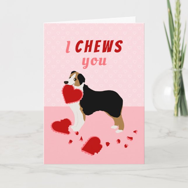 Cartes Pour Fêtes Annuelles Je te mâche le berger australien Saint-Valentin (Devant)