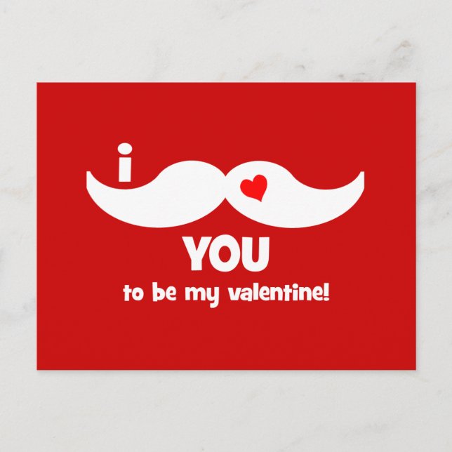 Cartes Pour Fêtes Annuelles Je te moustache d'être ma Saint-Valentin ! (Devant)