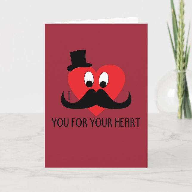 Cartes Pour Fêtes Annuelles Je te moustache pour ton coeur Saint Valentin Roug (Devant)