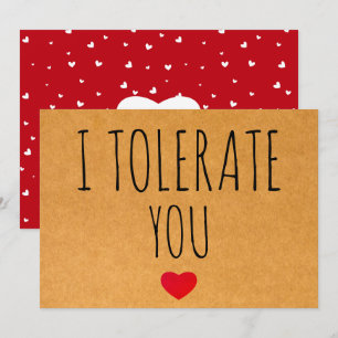 Cartes Pour Fêtes Annuelles Je Te Tolère Saint-Valentin Sarcasique de la Saint