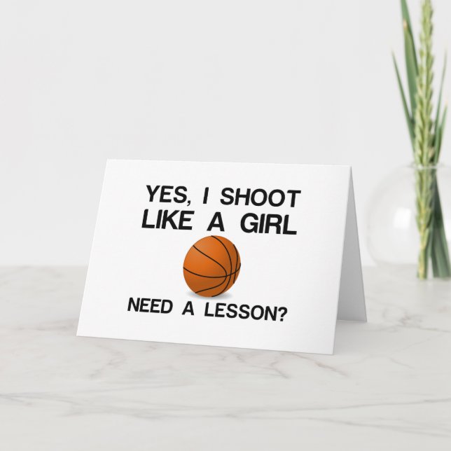 CARTES POUR FÊTES ANNUELLES JE TIRE COMME UNE FILLE BASKETBALL (Devant)