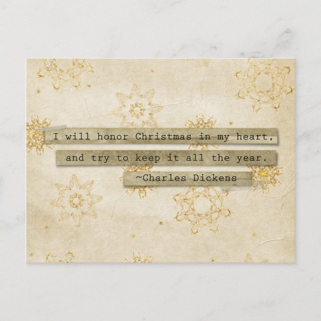 Cartes Pour Fêtes Annuelles Je vais voir Noël Charles Dickens Snowflake (Devant)