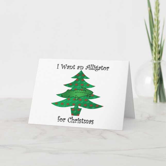 Cartes Pour Fêtes Annuelles Je veux un alligator pour Noël (Devant)