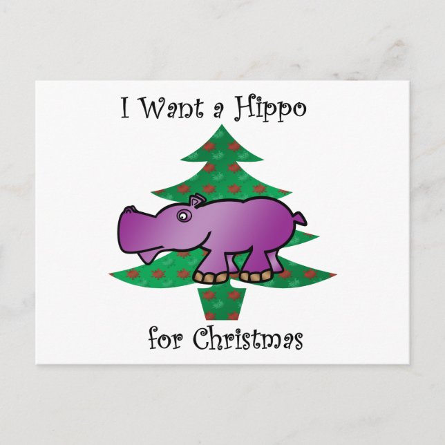 Cartes Pour Fêtes Annuelles Je veux un hippo pour Noël (Devant)