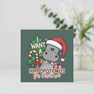 Cartes Pour Fêtes Annuelles Je veux un hippopotame pour Noël Famille Hippopota
