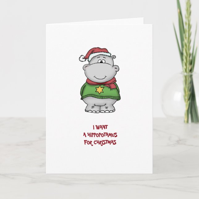 Cartes Pour Fêtes Annuelles Je veux un hippopotame pour Noël - Greetingcard (Devant)