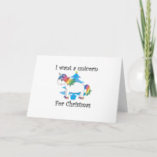 Cartes Pour Fêtes Annuelles Je veux une licorne pour l'arbre de Noël bleu Noël