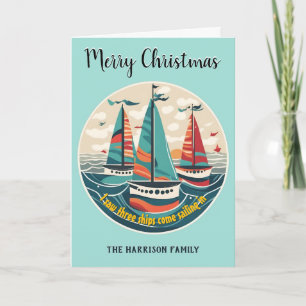 Cartes Pour Fêtes Annuelles Je vis trois navires Voiliers nautiques de Noël
