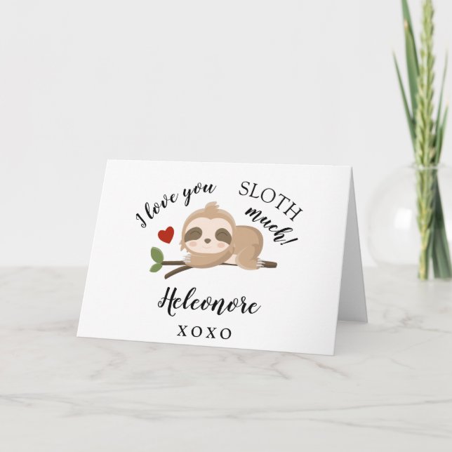 Cartes Pour Fêtes Annuelles Je vous aime SLOTH beaucoup personnalisées Valenti (Devant)