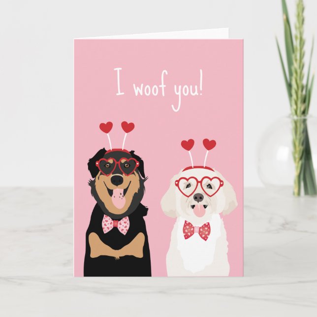 Cartes Pour Fêtes Annuelles Je Vous Aime Toutou Saint-Valentin Chien Rottweile (Devant)