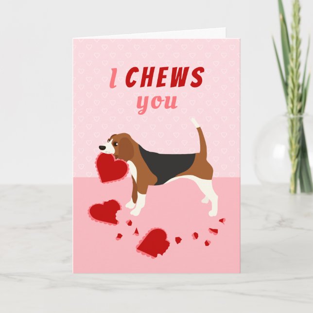 Cartes Pour Fêtes Annuelles Je vous Chews Beagle Valentine's Day Holiday Card (Devant)