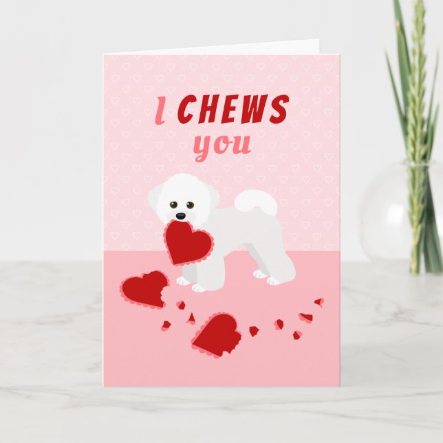 Cartes Pour Fêtes Annuelles Je vous Chews Bichon Frise Saint-Valentin (Devant)