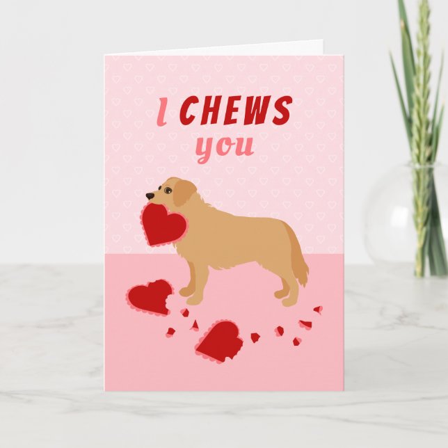 Cartes Pour Fêtes Annuelles Je vous Chews Golden Retriever Saint-Valentin (Devant)