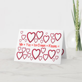 Cartes Pour Fêtes Annuelles Je+Vous+ Crème glacée  + Baisers = jour de