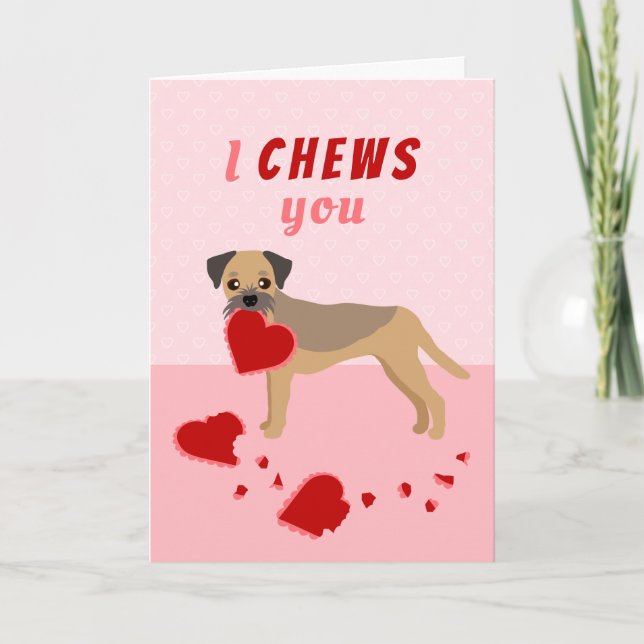 Cartes Pour Fêtes Annuelles Je vous mâche frontière Terrier Saint-Valentin (Devant)