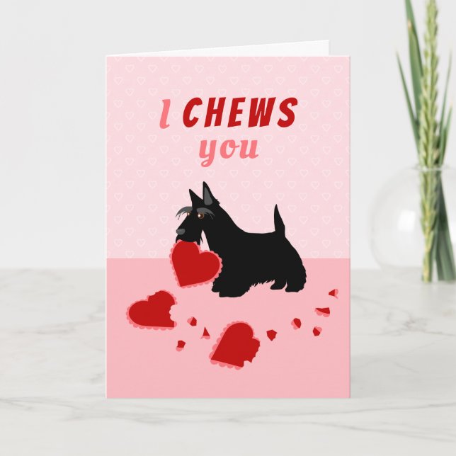 Cartes Pour Fêtes Annuelles Je vous mâche Scottish Terrier Valentine's Day (Devant)