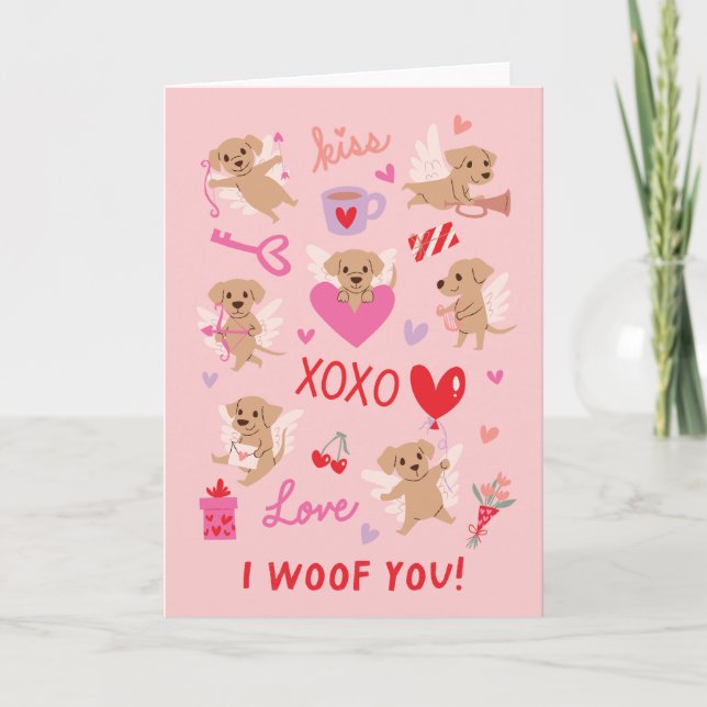 Cartes Pour Fêtes Annuelles Je Vous Malheur Les anges Chiots La Saint-Valentin (Devant)