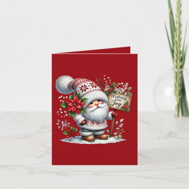 Cartes Pour Fêtes Annuelles Je vous souhaite joie Noël gnome ajouter un messag (Devant)