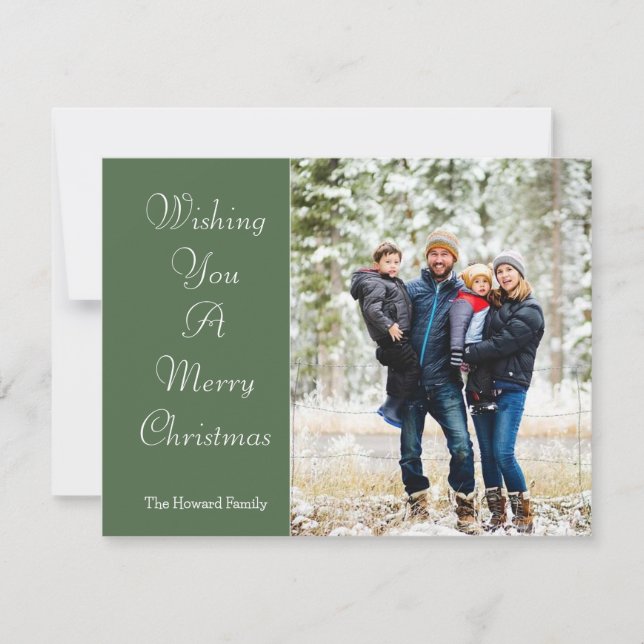 Cartes Pour Fêtes Annuelles Je vous souhaite un joyeux Noël Green Family Photo (Devant)