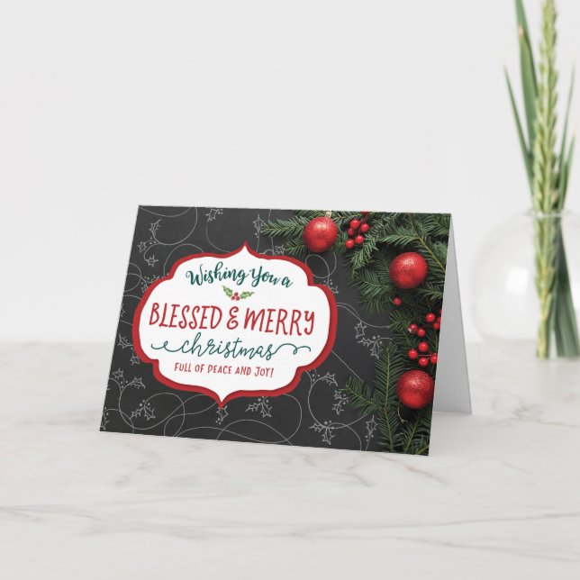 Cartes Pour Fêtes Annuelles Je vous souhaite un Noël béni et joyeux (Devant)