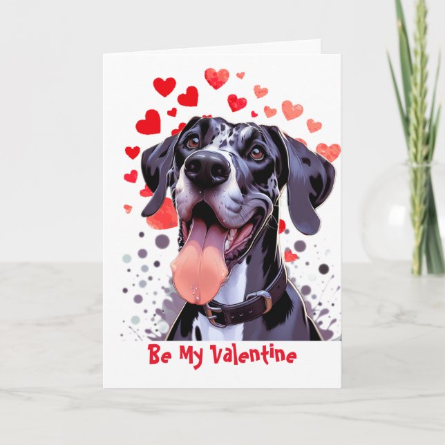 Cartes Pour Fêtes Annuelles Je Woof Love You Great Dane Dog Valentine (Devant)