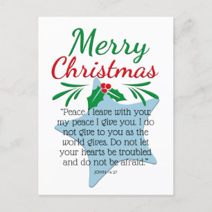 Cartes Pour Fêtes Annuelles Jean 14:27 Joyeux Noël Pastel Bleu Étoile