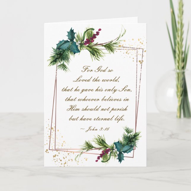 Cartes Pour Fêtes Annuelles Jean 3:16 Dieu si aimé le monde Noël (Devant)
