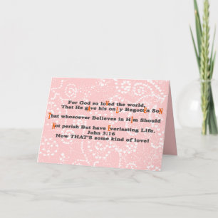 Cartes Pour Fêtes Annuelles Jean 3:16 Maintenant c'est une sorte d'amour