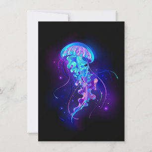 Cartes Pour Fêtes Annuelles Jellyfish éclatante couleur